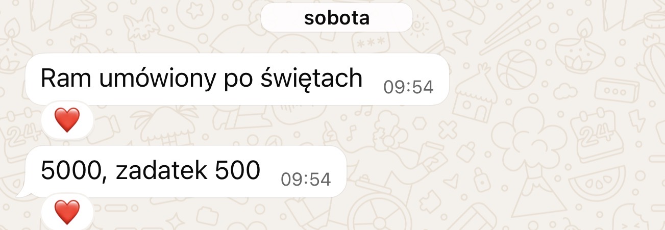 Zrzut rozmowy z klientem — efekt współpracy z OneSocial