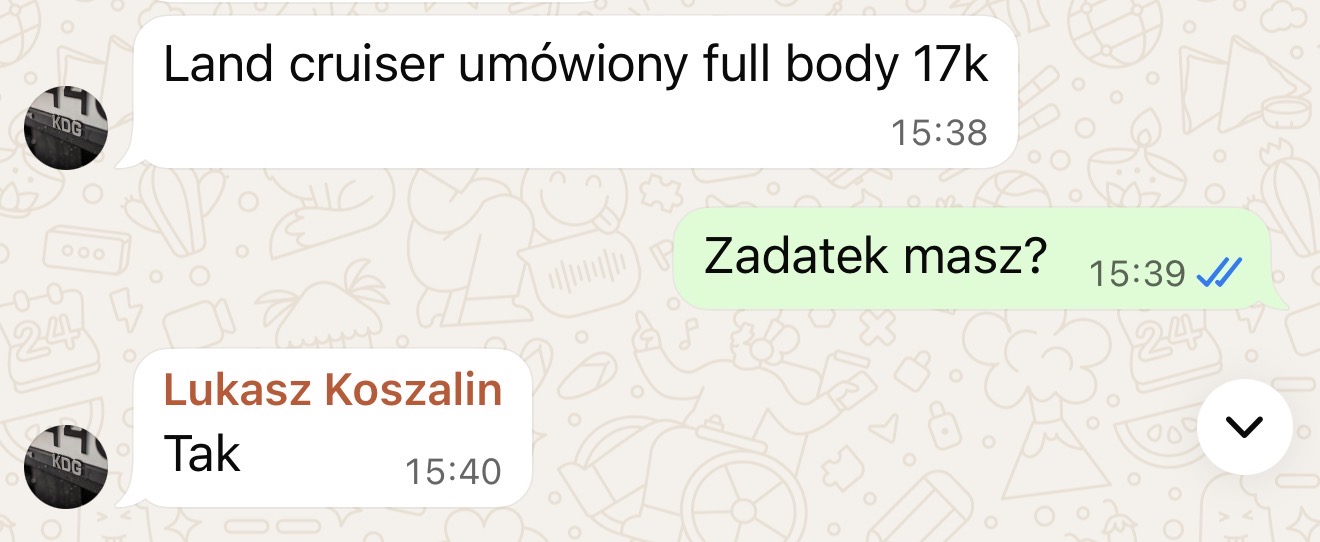 Zrzut rozmowy z klientem — efekt współpracy z OneSocial