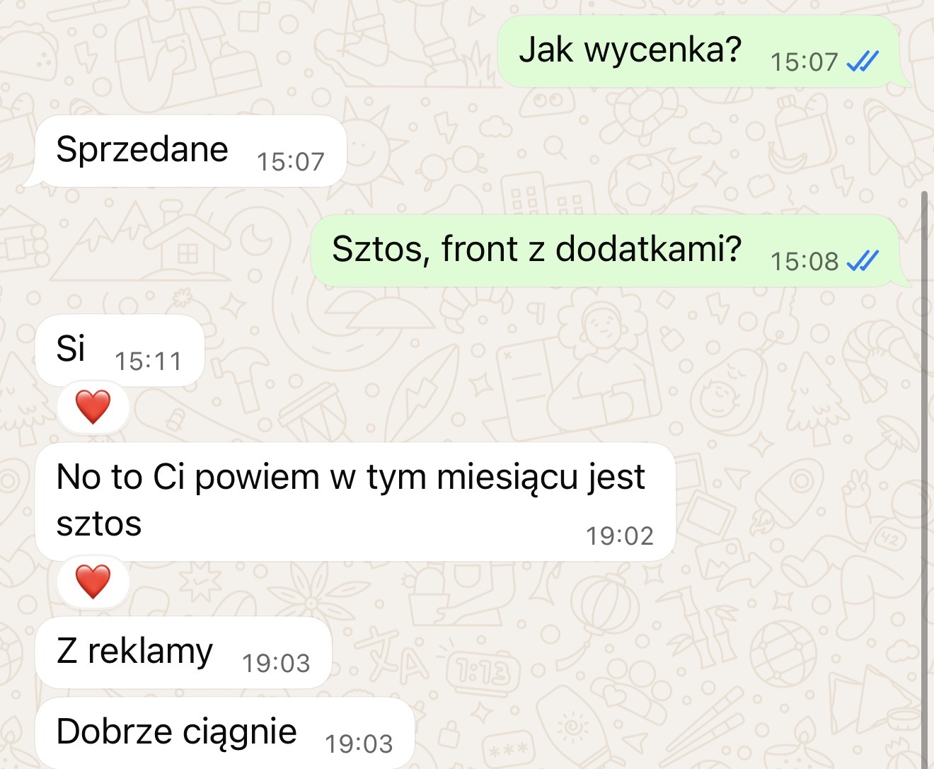 Zrzut rozmowy z klientem — efekt współpracy z OneSocial